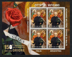 2022 - VATICANO - 150° DELLA NASCITA DI DON ORIONE - EMISSIONE CONGIUNTA CON S.M.O.M - ITALIA -ARGENTINA. MNH - Emissions Communes