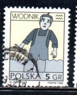 POLONIA POLAND POLSKA 1996 SIGNS OF THE ZODIAC AQUARIUS  5g USED USATO OBLITERE' - Usados