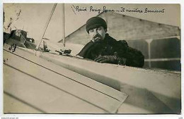 1911 Raid Parigi - Roma - Cartolina Fotografica, Il Pilota Vincitore Beaumont - Marcophilie (Avions)