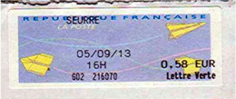 Vignette, Étiquette De Guichet " 21 SEURRE "  Sur Enveloppe Entière _E465 - 2000 « Avions En Papier »