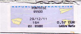 Vignette, Étiquette De Guichet " 95 PONTOISE "  Sur Enveloppe Entière _E430 - 2000 « Avions En Papier »