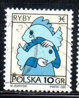 POLONIA POLAND POLSKA 1996 SIGNS OF THE ZODIAC PISCES 10g USED USATO OBLITERE' - Oblitérés