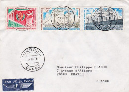 CONGO -1976--Lettre MINDOULI  Pour CHATOU-78 (France) Timbres  Bateaux   Sur Lettre - Andere & Zonder Classificatie