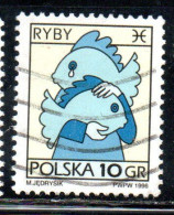 POLONIA POLAND POLSKA 1996 SIGNS OF THE ZODIAC PISCES 10g USED USATO OBLITERE' - Used Stamps