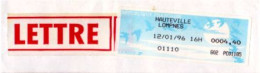 Vignette LISA , Étiquette De Guichet - HAUTEVILLE LOMPNES - Sur Enveloppe Entière_E477 - 1990 Type « Oiseaux De Jubert »