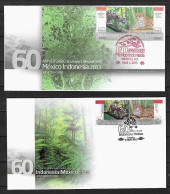 2013 Joint Indonesia And Mexico, BOTH OFFICIAL FDC'S WITH 2 STAMPS: Friendship / Leopard And Jaguar - Emissions Communes