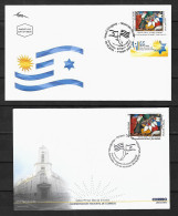 2013 Joint Israel And Uruquay, BOTH OFFICIAL FDC'S WITH 1 STAMP: Painting Jose Gurvich - Emissions Communes
