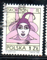 POLONIA POLAND POLSKA 1996 SIGNS OF THE ZODIAC SCORPIO 1z USED USATO OBLITERE' - Gebruikt