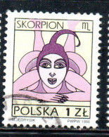 POLONIA POLAND POLSKA 1996 SIGNS OF THE ZODIAC SCORPIO 1z USED USATO OBLITERE' - Usados