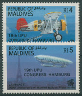 Malediven 1984 Weltpostkongress Hamburg Flugzeuge 1041/42 Postfrisch - Malediven (1965-...)