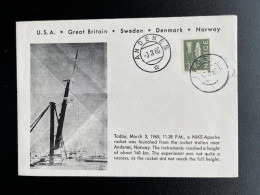 NORWAY NORGE 1965 SPECIAL COVER NIKE-APACHE ROCKET LAUNCH ANDENES 03-03-1965 NOORWEGEN SPACE - Storia Postale