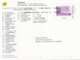 Carte PAP De Service De Phil@poste - Timbre Ma Collection 2010 - Emissions Du 1er Semestre 2010 - Ayant Voyagé - Listos A Ser Enviados: TSC Y Transplantados Semioficiales