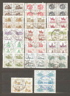 Russia: Set Of 17 Used Definitive Stamps In Block Of 4, Architecture & Monuments, 1992-5, Mi#225-421 - Usados
