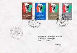 Côte D'Ivoire-1984-Lettre BOUAKE 01 Pour CHATOU -78 (France) Timbres éléphant (4 Valeurs )  Sur Lettre.....cachet - Ivory Coast (1960-...)