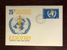 LESOTHO FDC COVER 1973 YEAR WHO OMS  HEALTH MEDICINE STAMPS - Lesotho (1966-...)