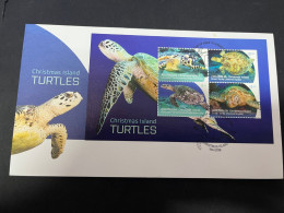 27-2-2024 (1 Y 24) Australia FDC - Christmas Island - Turtles M/s / Tortues De Mer - Christmaseiland