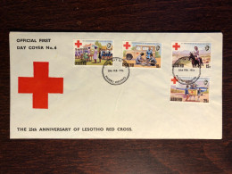 LESOTHO FDC COVER 1976 YEAR RED CROSS HEALTH MEDICINE STAMPS - Lesotho (1966-...)
