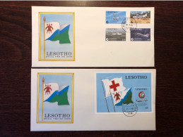 LESOTHO FDC COVER 1988 YEAR RED CROSS AVIATION HEALTH MEDICINE STAMPS - Lesotho (1966-...)