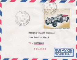 MALI -1969--Lettre  KAYES  Pour MONTESSON -78 (France)  , Timbre Voiture Mercedes   Seul    Sur Lettre.....cachet - Mali (1959-...)