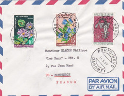 DAHOMEY-1969 -Lettre PORTO-NOVO Pour MONTESSON-78 (France),timbres Fleurs,union Monétaire  Sur Lettre....cachet - Bénin – Dahomey (1960-...)