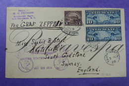 Luftschiff Graf ZEPPELIN Oct 28 1928 W.H.PECKMAN Davenport To Sophie B.Steel S.Godstone Nov 3 1928 First Flight Air Mail - Luft- Und Zeppelinpost