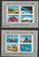 Romania 1988 INTEREUROPE. Transport Ship, Train, Plane. Satelite, Car, Mi Bloc 239-240  MNH(**) - Ungebraucht