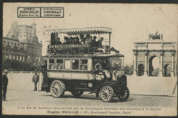 Eugène Brillié L'un Des 90 Autobus Compagnie Générale Des Omnibus, Gros Plan Au Louvre, Carte Ayant Voyagé. - Trasporto Pubblico Stradale