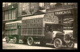 AUTOMOBILES - CAMION SAURER - SOCIETE FRANCAISE DE DEMENAGEMENTS, 4 RUE ROLLON, ROUEN - Trucks, Vans &  Lorries