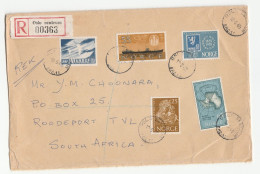 1965 Reg NORWAY To SOUTH AFRICA  Cover Polar Antarctic Geophysics Stamp On Stamps Rowing Aviation - Cartas & Documentos