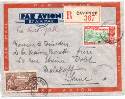 Lettre Recommandée De Cayenne 1936 - Storia Postale