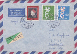 Allemagne -1959 -lettre De HANOVRE Pour LEOPOLDVILLE (Congo Belge)...timbres EUROPA,Jacob Fugger  Sur Lettre.....cachet - Cartas & Documentos