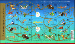 Ref. BR-3317 BRAZIL 2015 - OLYMPIC AND PARALYMPICGAMES, RIO 2016, 3RD SERIES SHEET MNH, SPORTS 25V Sc# 3317 - Eté 2016: Rio De Janeiro