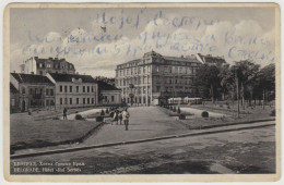 Old Postcard "Beograd. Hotel Srpski Kralj". Belgrade, Serbia. Park, People, Tram. - Serbie