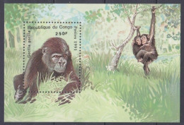 1991 Congo Brazzaville 1306/B85 Fauna - Monkeys 7,50 € - Singes