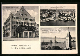 AK Lindau / Bodensee, Hotel Lindauer Hof, Hafenpartie, Hafeneinfahrt  - Lindau A. Bodensee
