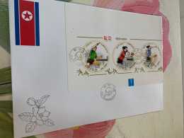 Korea Stamp 2010 Table Tennis Perf Booklet Pane Official Cover - Corée Du Nord