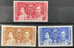 BARBADOS - MNH**  - 1937 CORONATION ISSUE - # 245/247 - Barbades (...-1966)