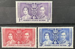 GILBERT ISLANDS  - MH*  - 1937 CORONATION ISSUE - # 40/42 - Gilbert & Ellice Islands (...-1979)