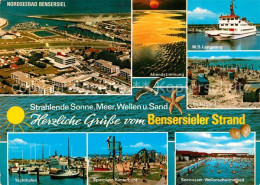 72993770 Bensersiel Fliegeraufnahme Personenschiff Langeoog Badestrand Yachthafe - Esens
