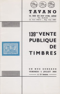 Catalogue - 139e Vente Publique Tavano (Liège) 5 Juillet 1968 - Catalogi Van Veilinghuizen