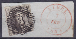 Belgique - N°3 - 10c Brun Médaillon Sur Frag. P8 Càd AUBEL /7 FEV 1851 - 1849-1850 Medaillons (3/5)