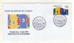 Enveloppe 1er Jour ANDORRE PRINCIPAT D'ANDORRA Oblitération 16/06/2001 - Gebraucht