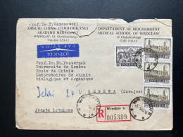 ENVELOPPE RECOMMANDEE POLOGNE POLSKA / WROCLAW POUR GENEVE SUISSE 1963 - Storia Postale