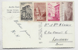 MONACO 50C+60C+1FR+ 10FR CARTE 5 MOTS  MEC MONACO 1948 POUR SUISSE PAS AU TARIF - Lettres & Documents