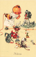 ENFANTS - Médecine - Enfant Et Des Animaux Jouant Ensemble - Carte Postale Ancienne - Kinder-Zeichnungen