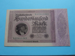 Reichsbanknote 10.000 Hunderttausend Mark L.03615363 - Berlin Den 1 Februar 1923 ( Zie / Voir Scans ) XF ! - 100000 Mark