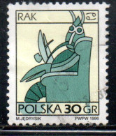 POLONIA POLAND POLSKA 1996 SIGNS OF THE ZODIAC CANCER 30g USED USATO OBLITERE' - Used Stamps