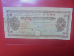BULGARIE 5000 LEVA 1944-45 Chèque (B.33) - Bulgaria