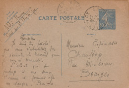 FRANCE. Entier 237-CP2 Sans Date. 40c Type II Obl St Eloy De Gy Pour Bourges.18-12-31 Obl Pas Courant. Voir Scan - Standaardomslagen En TSC (Voor 1995)