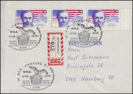 895 Unabhängigkeit Der USA 3x 70 Pf. MeF Orts-R-FDC ESSt HAMBURG Adler 13.5.1976 - Indipendenza Stati Uniti